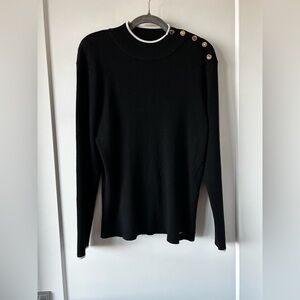 Calvin Klein Two-tone Mock Neck Sweater with Gold-tone hardware